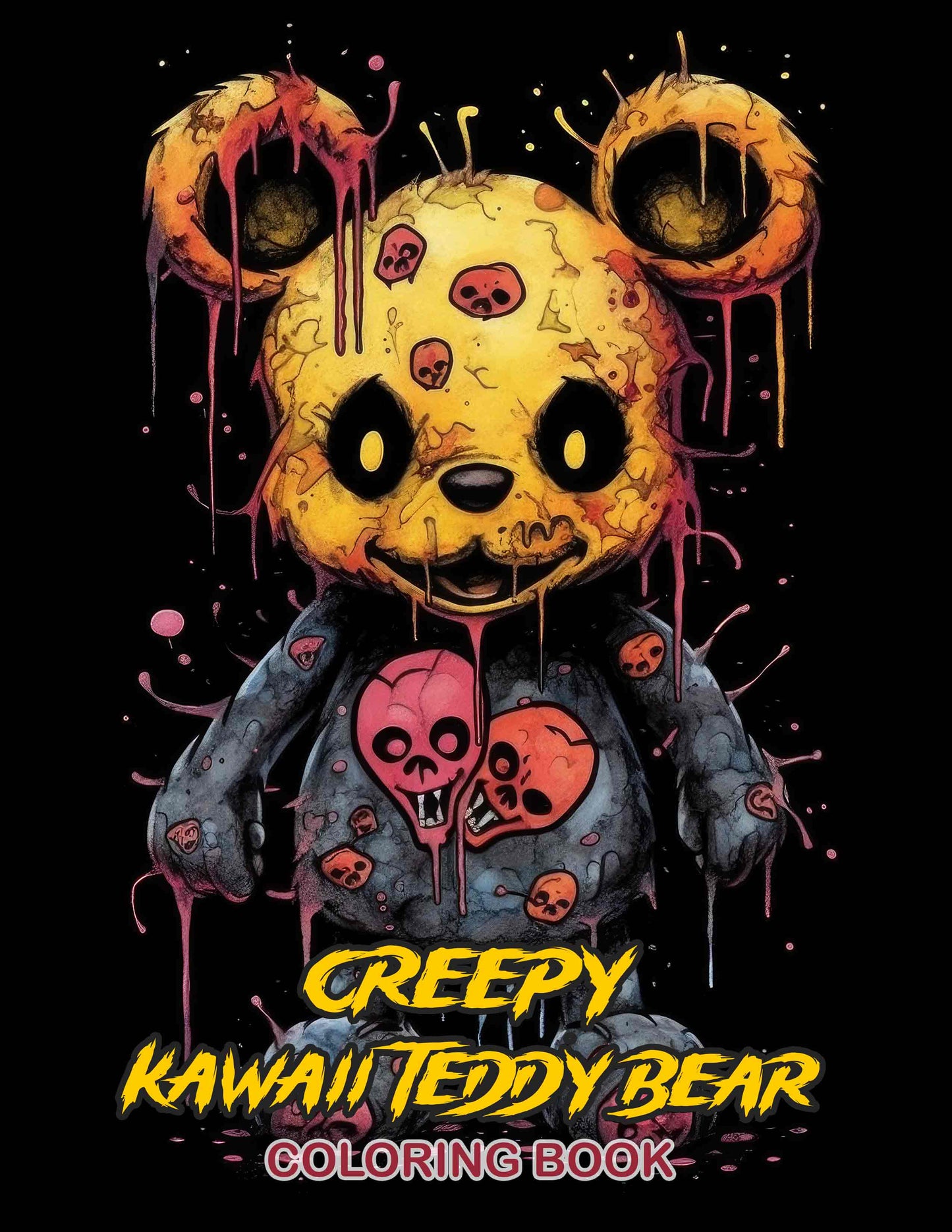 Creepy Kawaii Teddy Bear 30 Pages Printable Coloring Book