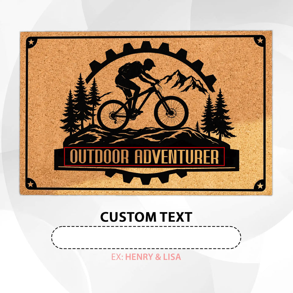 Personalized Mountain Bike Doormat – Custom Text Welcome Ma