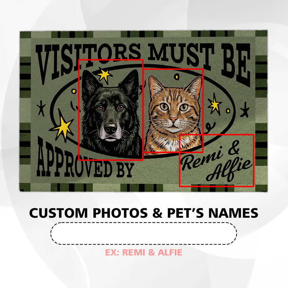Personalized Vintage Pet Doormat – Custom Dog & Cat Portrait Mat