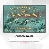 Personalized Sea Turtle Retreat Doormat – Custom Family Name Mat