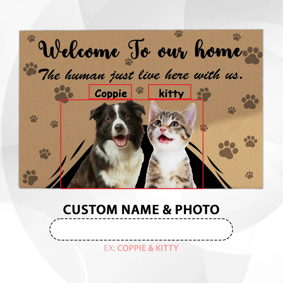Personalized Paw Print Pet Doormat – Custom Dog & Cat Photo Mat
