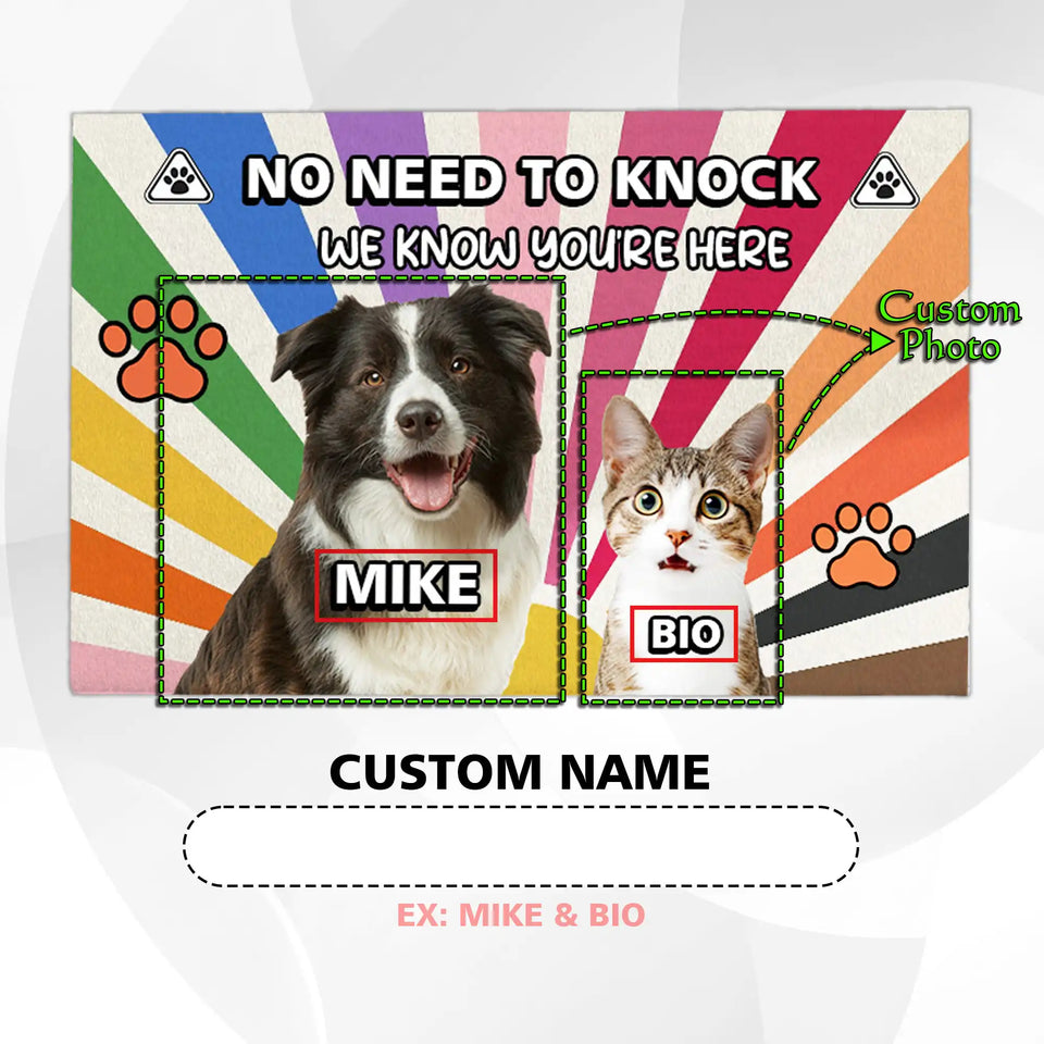 Personalized Retro Pet Doormat – Custom Dog & Cat Photo Mat