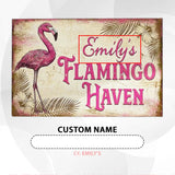 Personalized Vintage Flamingo Doormat – Custom Name Tropical Mat