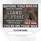 Personalized Doberman Warning Doormat – Custom Name Christian Mat