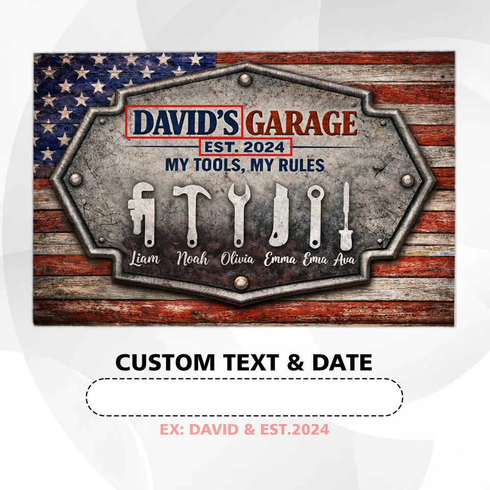 Personalized Garage Doormat – Custom Name & Established Year Mat