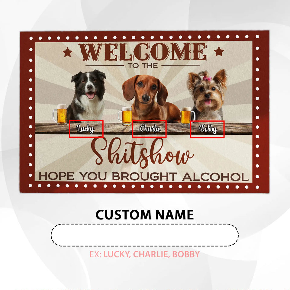 Personalized Dog Bar Doormat – Custom Pet Names Funny Welcome Mat