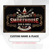 Personalized Smokehouse Doormat – Custom Name & Place BBQ Mat