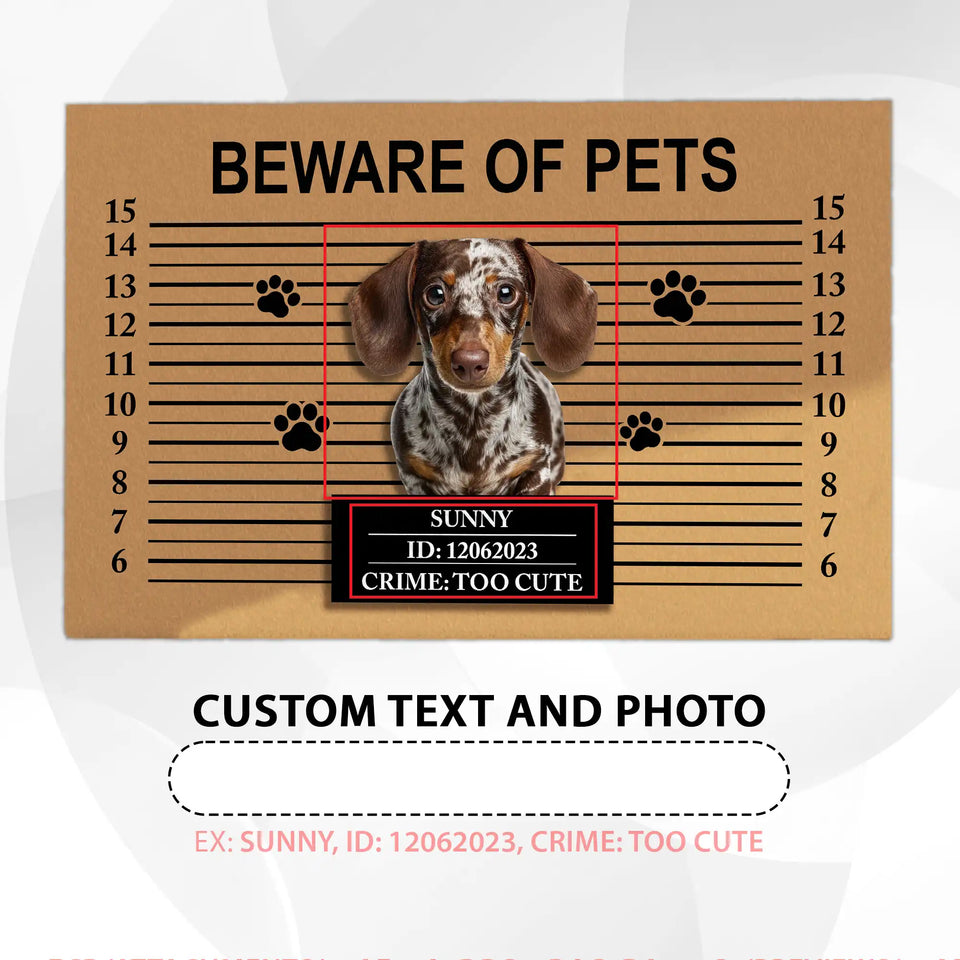 Personalized Pet Mugshot Doormat – Custom Photo & Funny Text Mat