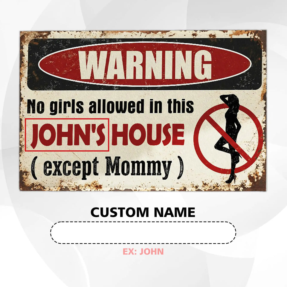 Personalized Boys Room Doormat – Custom Name Warning Mat