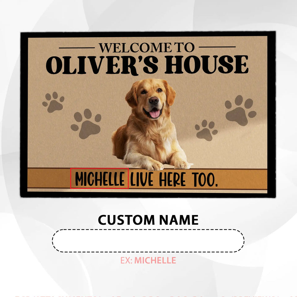Personalized Dog House Doormat – Custom Owner Name Welcome Mat