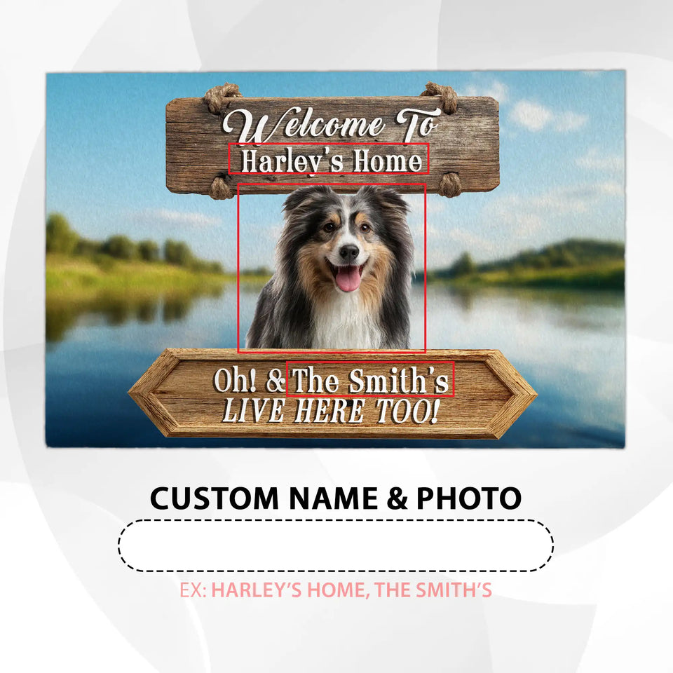 Personalized Lakeside Dog Doormat – Custom Pet & Family Name Mat