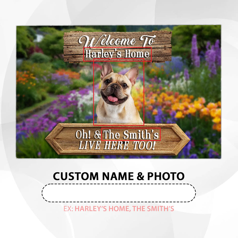 Personalized Dog Photo Doormat – Custom Pet & Family Name Mat