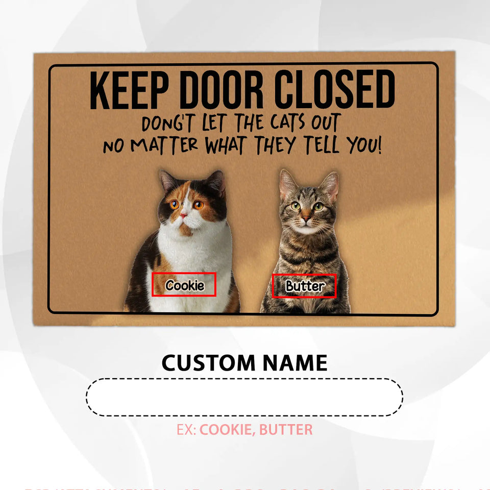 Personalized Cat Doormat – Custom Pet Names Keep Door Closed Mat