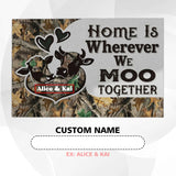 Personalized Camo Cow Doormat – Custom Couple Names Farm Mat