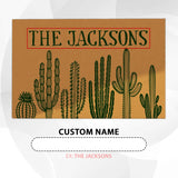 Personalized Cactus Doormat – Custom Family Name Welcome Mat