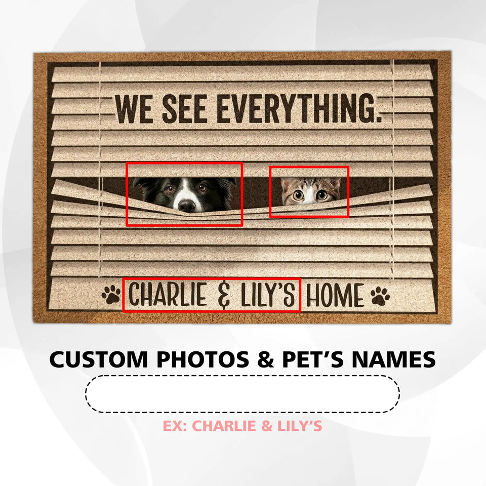 Personalized Dog & Cat Window Blinds Doormat – Custom Pet Photo Welcome Mat