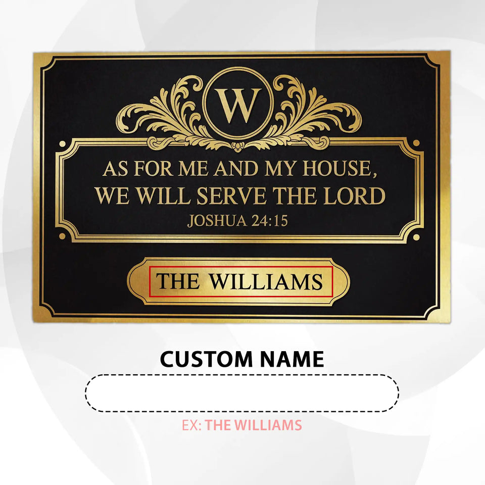 Personalized Christian Doormat – Joshua 24:15 Family Name Mat