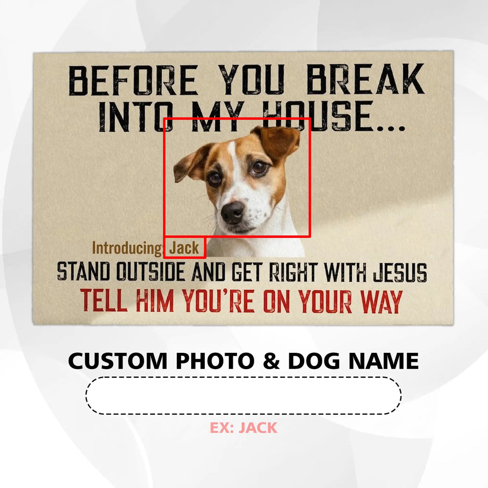 Personalized Funny Dog Doormat – Custom Photo & Pet Name Mat