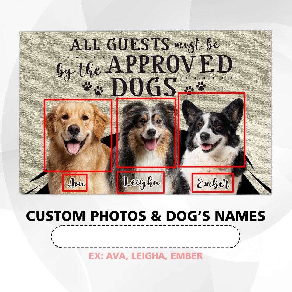 Personalized Dog Photo Doormat – Custom Pet Names Approval Mat