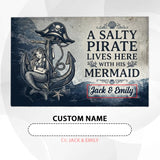 Personalized Pirate Mermaid Doormat – Nautical Couple Name Mat