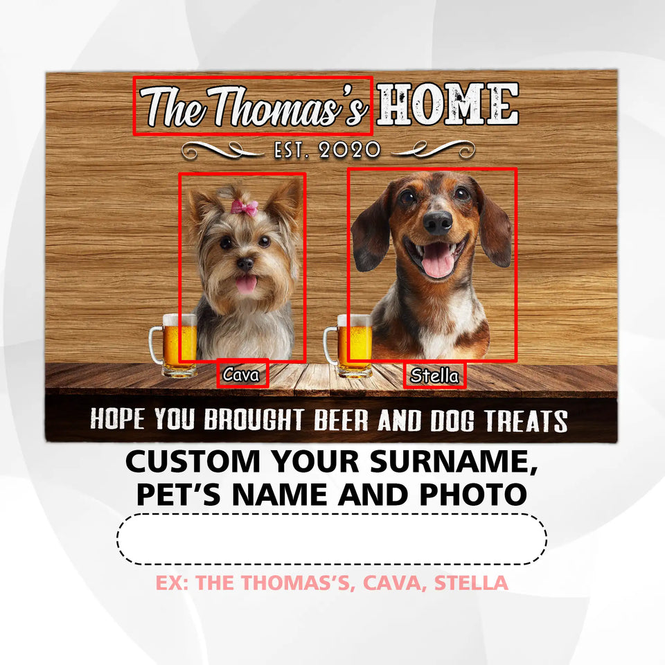 Personalized Rustic Dog Bar Doormat – Custom Family & Pet Mat