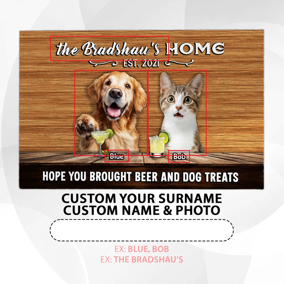 Personalized Pet Pub Doormat – Custom Family & Pet Photo Mat