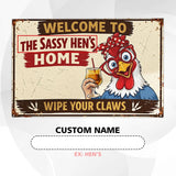 Personalized Sassy Hen Doormat – Custom Name Chicken Mat