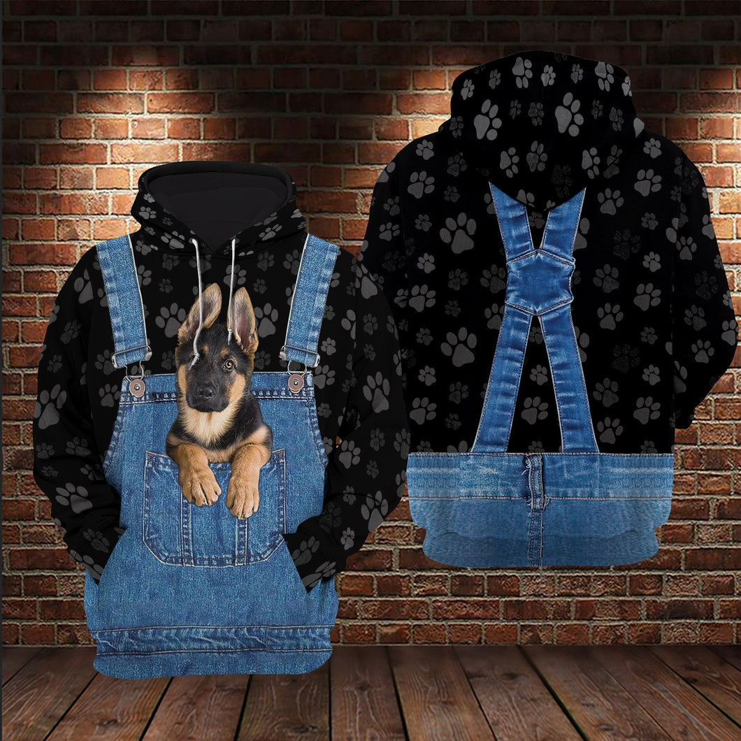 Cute Baby German Shepherd Animal All Over Gift Print Unisex Hoodie Dog Lover Gifts
