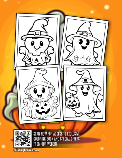 Cute Halloween Ghost 30 Pages Printable Coloring Book