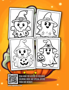 Cute Halloween Ghost 30 Pages Printable Coloring Book