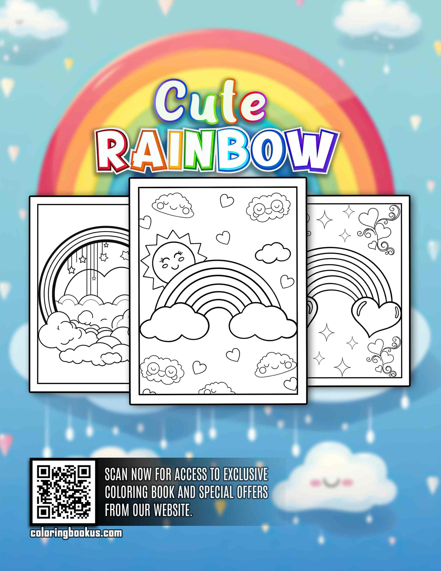 Cute Rainbow 30 Pages Printable Coloring Book