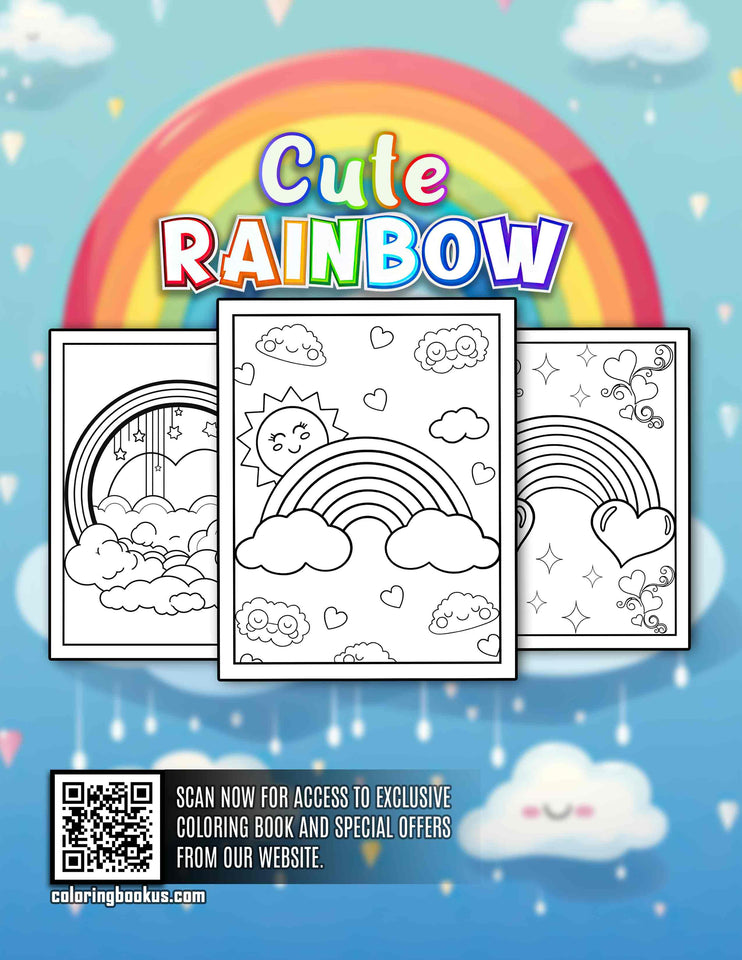 Cute Rainbow 30 Pages Printable Coloring Book