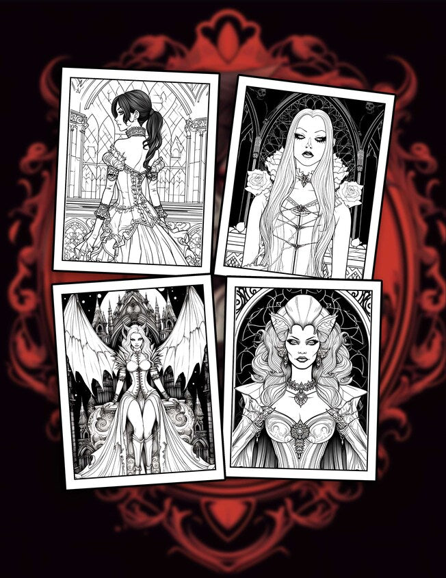 Dark Art Gothica 30 Pages Printable Coloring Book