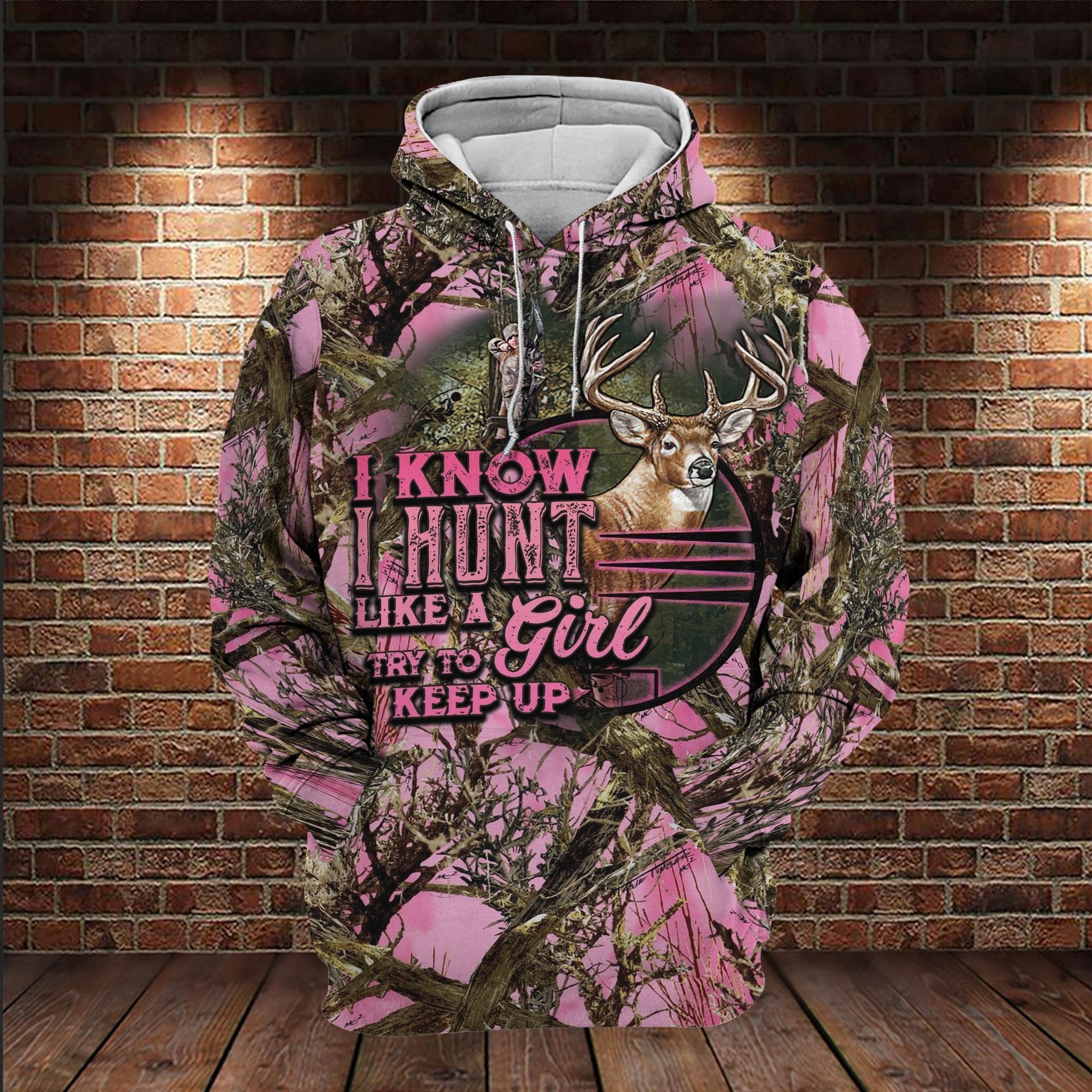Hunting Gifts Deer Camo Pink All Over Printed Unisex Hoodie