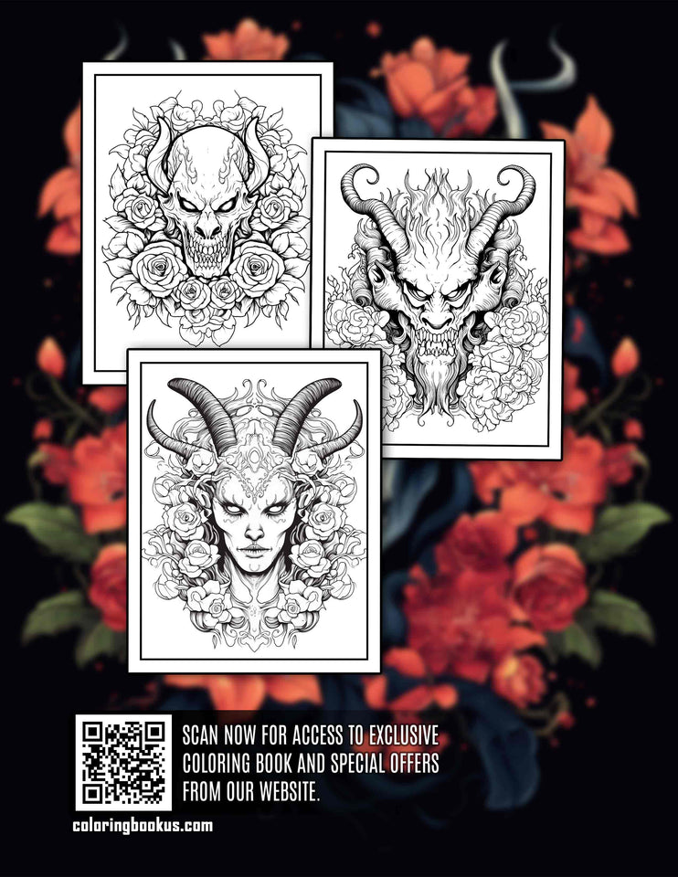 Demon And Flower 30 Pages Printable Coloring Book