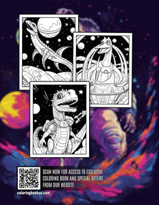 Dino In Space 30 Pages Printable Coloring Book