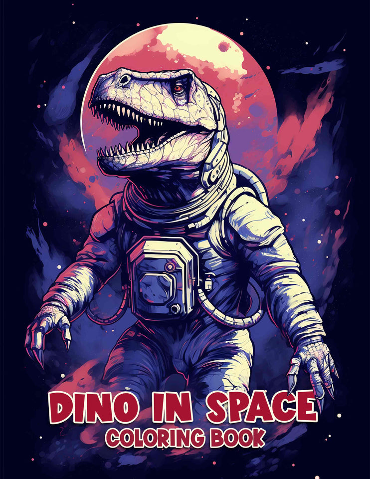 Dino In Space 30 Pages Printable Coloring Book