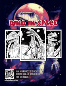 Dino In Space 30 Pages Printable Coloring Book