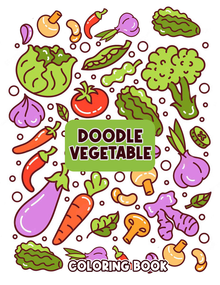 Doodle Vegetable 30 Pages Printable Coloring Book