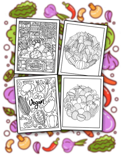 Doodle Vegetable 30 Pages Printable Coloring Book