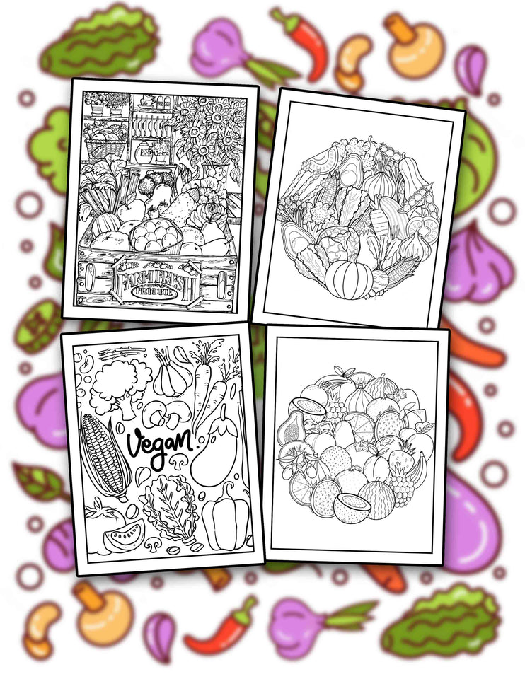 Doodle Vegetable 30 Pages Printable Coloring Book