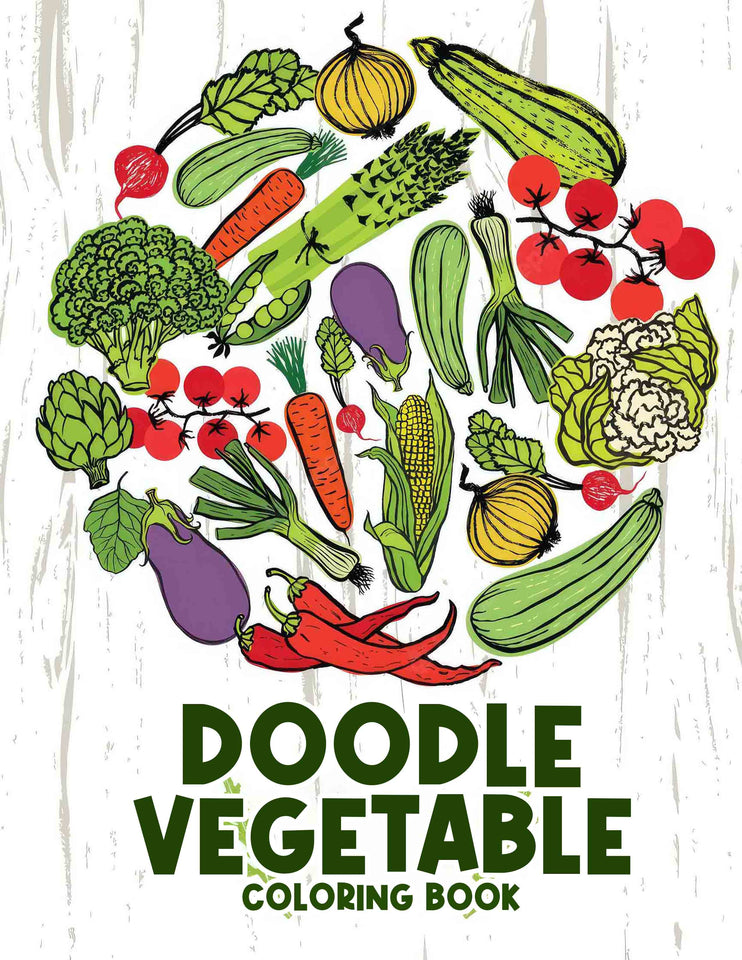 Doodle Vegetable 30 Pages Printable Coloring Book