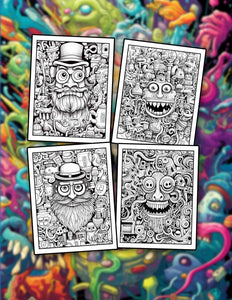 Doodles Hipster Monster 30 Pages Printable Coloring Book