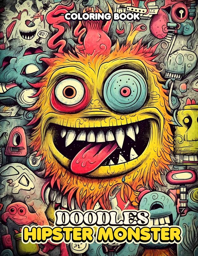 Doodles Hipster Monster 30 Pages Printable Coloring Book