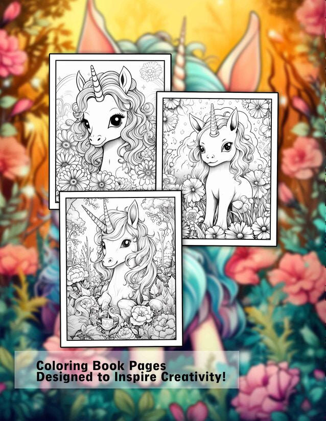 Enchanted Unicorn 30 Pages Printable Coloring Book