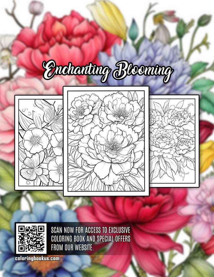 Enchanting Blooming 30 Pages Printable Coloring Book