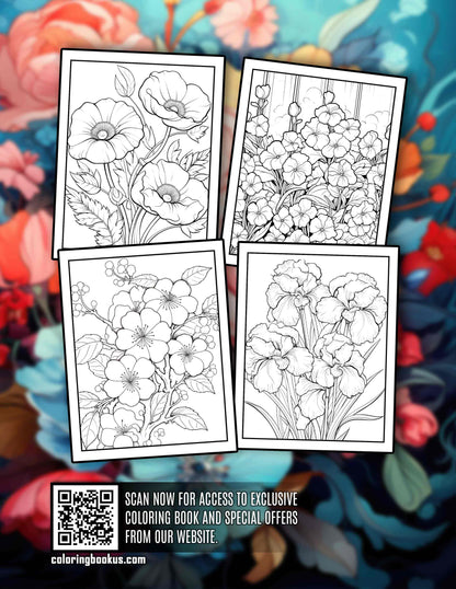 Enchanting Blooming 30 Pages Printable Coloring Book