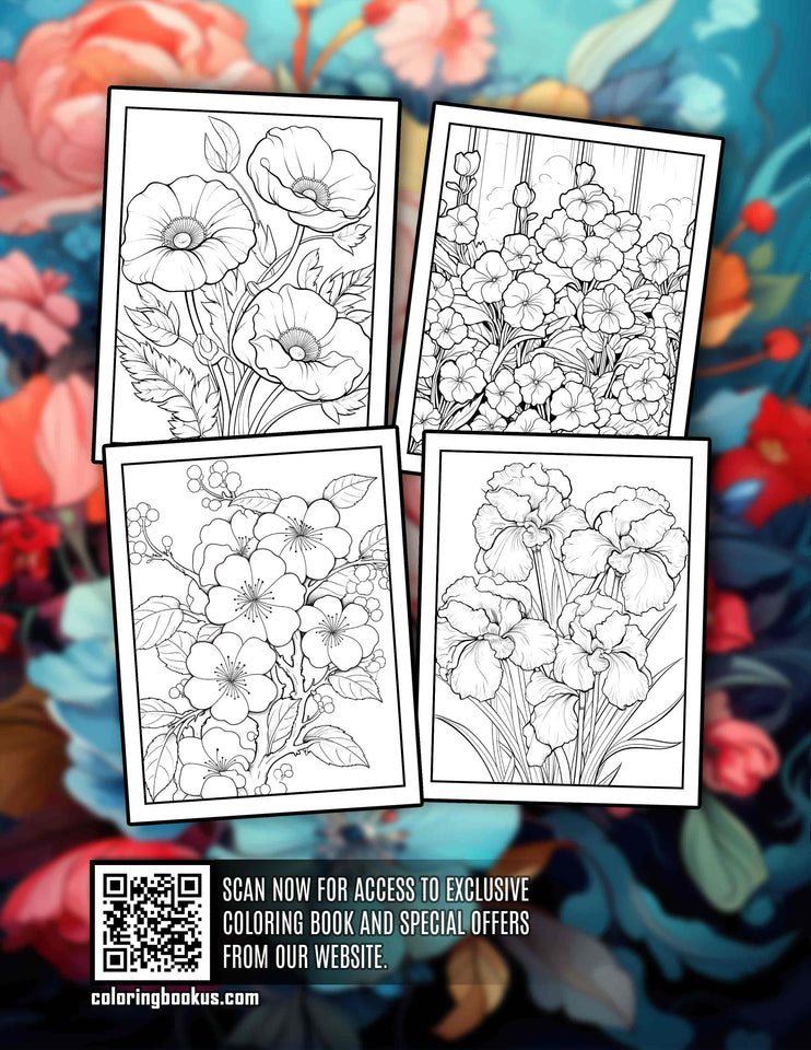 Enchanting Blooming 30 Pages Printable Coloring Book