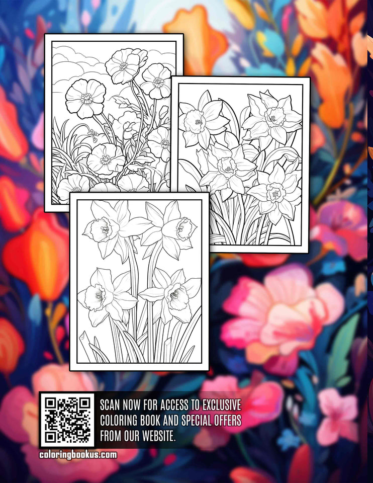 Enchanting Blooming 30 Pages Printable Coloring Book