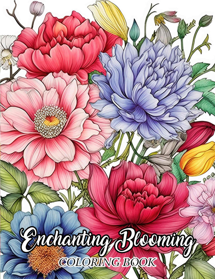 Enchanting Blooming 30 Pages Printable Coloring Book